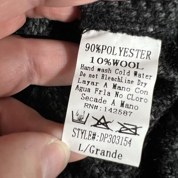 Depri Womens Tweed Blazer Jacket Open Front Long Sleeve Tailored Gray Black Larg - Picture 9 of 9